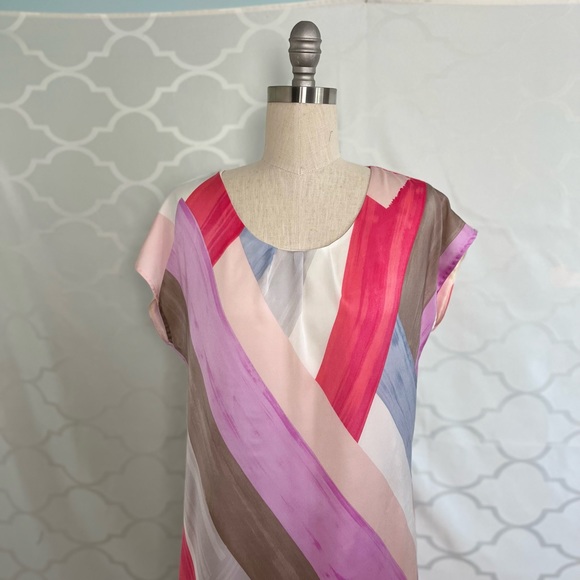 Mexx Metropolitan| Multicolor Dress Broad Striped Short Sleeve Summer Size 8 - Picture 10 of 12